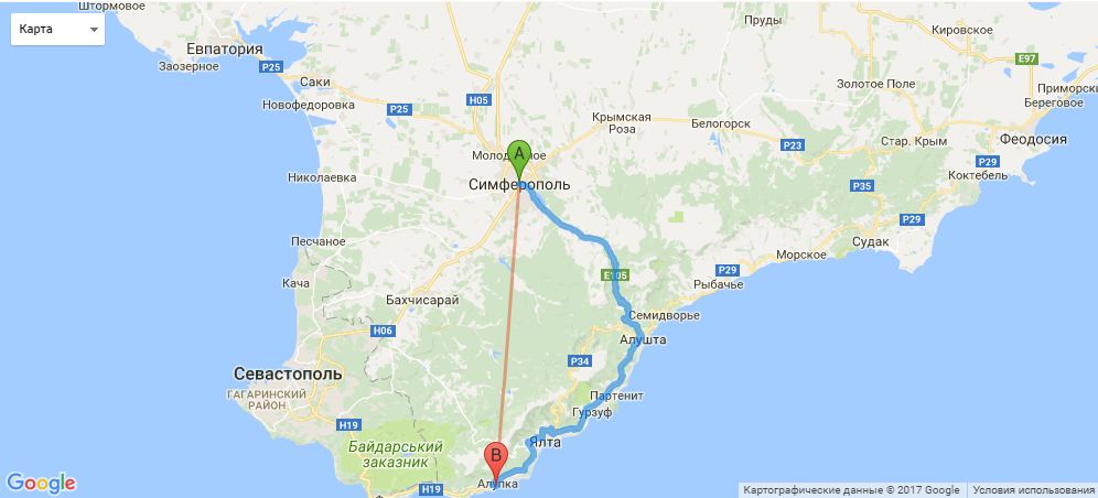 Алупка карта